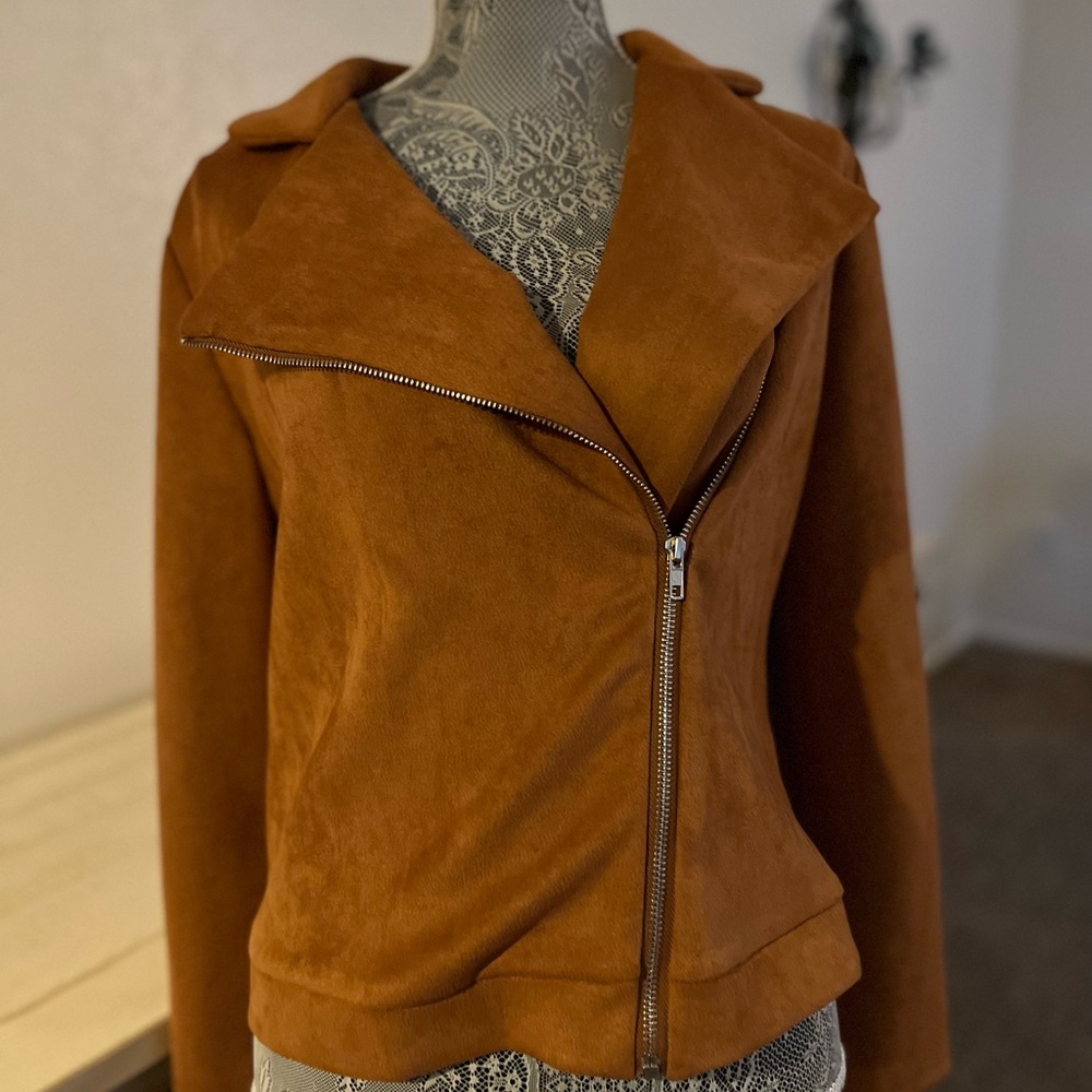 Brown faux suede women's jacket